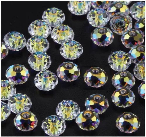 Miniatura 4 de 100 piezas Adabele cuentas austriacas de 6 mm con facetas sueltas de cristal rondelle transparente AB, compatibles con cristales Swarovski 5040
