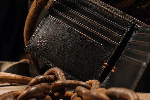 Miniatura 6 de House of Jack Co. Billetera plegable para hombre Billetera de hombre para deportistas al aire libre Cuero de grano completo bruñido a mano