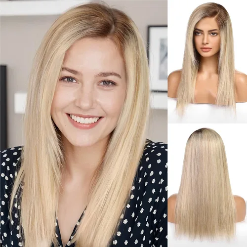 Miniatura 11 de KKU Pelucas de cabello humano de 16 pulgadas para mujer, peluca de cabello lacio en capas con flequillo, realismo natural, pelucas de cabello real