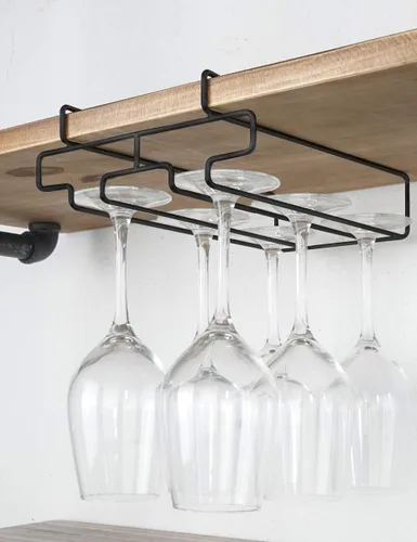 Miniatura 5 de Soporte para copas de vino – Estante para copas debajo del gabinete – Estante de almacenamiento para percha, apto para armario de 0.8 pulgadas