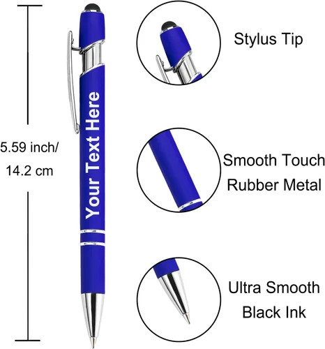 Miniatura 3 de Hasta 300 bolígrafos personalizados a granel con nombre personalizado con grabado gratis, puntas de lápiz capacitivo grabado, bolígrafo