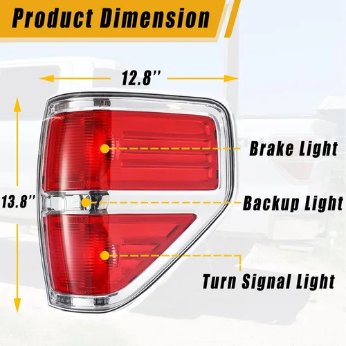 Miniatura 2 de Boine Compatible con Ford F150 F-150 2009 2010 2011 2012 2013 2014 Carcasa de luz trasera derecha para pasajero - Acabado en cromo