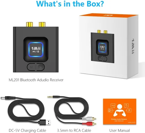 Miniatura 8 de 1Mii Receptor Bluetooth 5.1 para estéreo doméstico, adaptador de audio Bluetooth con RCA de 0.138 in, transmisión de música inalámbrica de alta