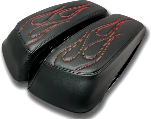 Miniatura 13 de 1993-2013 Premium Flame Saddlebag Tapas Tapas para Harley Davidson Negro
