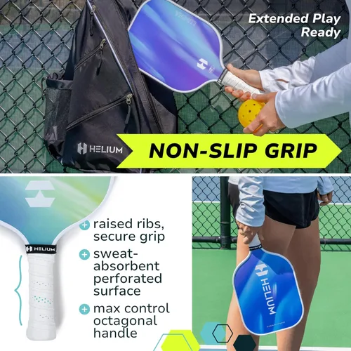 Miniatura 5 de Helium Paletas de pickleball de fibra de carbono profesionales - Certificado USAPA - Textura de alto giro, núcleo de panal ligero Lumina