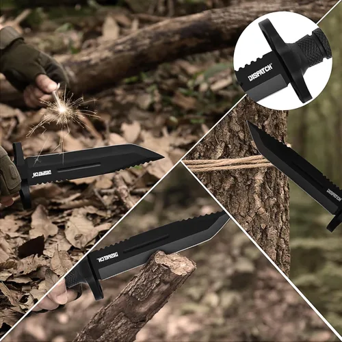 Miniatura 6 de Cuchillo de caza de hoja fija Dispatch con vaina, cuchillos de supervivencia de 12 pulgadas para hombres, cuchillo táctico Bowie con mango Cuchillo