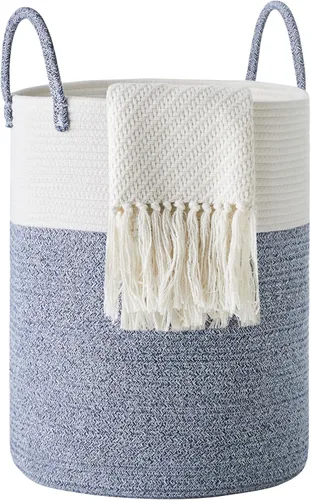Miniatura 8 de Cesta de Cuerda de Algodón para Ropa Sucia de YOUDENOVA, 58L - Cesta de Lavandería Tejida Plegable - Cesta de Almacenamiento de Ropa para Mantas