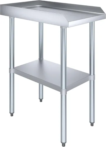 Miniatura 5 de AmGood Mesa de trabajo comercial con protector antisalpicaduras y protectores laterales Altura: 35" Mesa de preparación de acero inoxidable