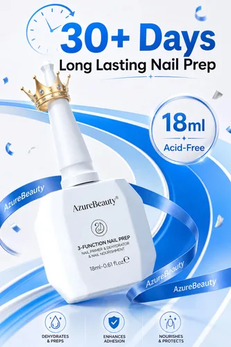 Miniatura 5 de AZUREBEAUTY Deshidratador de uñas de 0.6 fl oz y capa base de imprimación, preparación nutritiva de uñas 3 en uno, sin ácidos y sin hema, secado