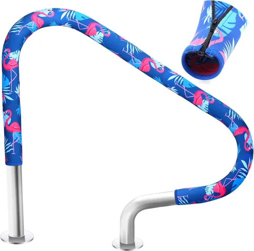 Junkin Cubierta para pasamanos de piscina de 4 pies, cubierta para barandilla de mano de piscina con cremalleras, barandilla antideslizante, agarre