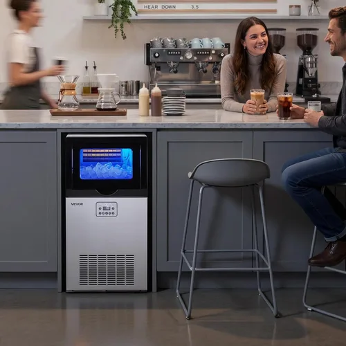 Miniatura 8 de VEVOR Máquina comercial para hacer hielo, 100 lbs/24h con capacidad de almacenamiento de 30 libras, integrada/independiente/debajo del mostrador