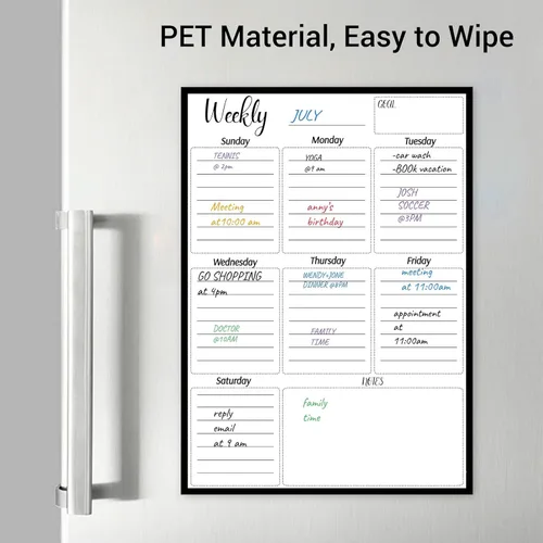 Miniatura 5 de Hyuduo Magnet Planner, Weekly Dry Erase Board for Fridge with Powerful Magnet, Erasable Reusable Vertical Layout PET Material, for Family Meal