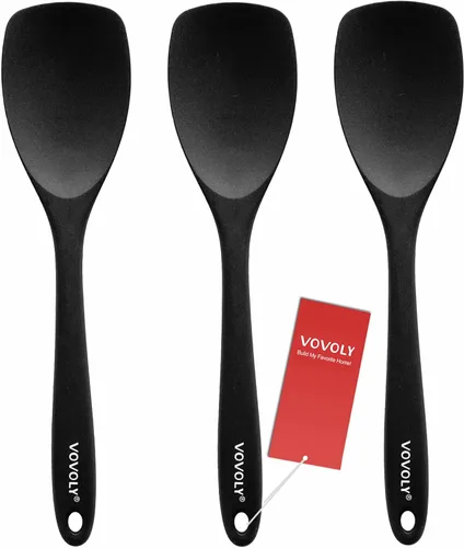 Juego de Espátulas Cucharas de Silicona Mejoradas, VOVOLY Espátula de Goma Resistente al Calor, Raspadores Flexibles Antiadherentes Sin Costuras