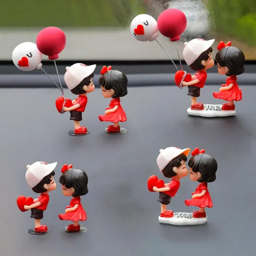 Miniatura 8 de Lindos adornos para pareja, decoración del tablero del automóvil, decoración del automóvil, figuras de acción de dibujos animados para parejas, 2