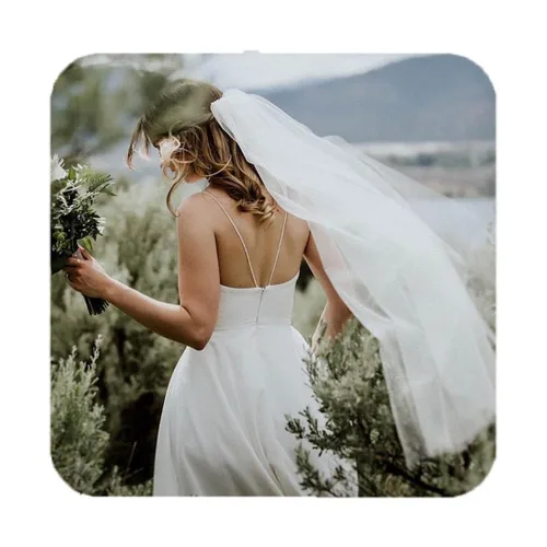 Casdre Velo de novia de 1 nivel hasta la rodilla velo de novia velo de borde cortado con peine para novias, B Marfil