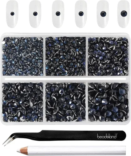 Miniatura 19 de BEADSLAND 4300 piezas de diamantes de imitación con parte plana, diamantes de imitación transparentes para uñas, gemas de cristal redondas