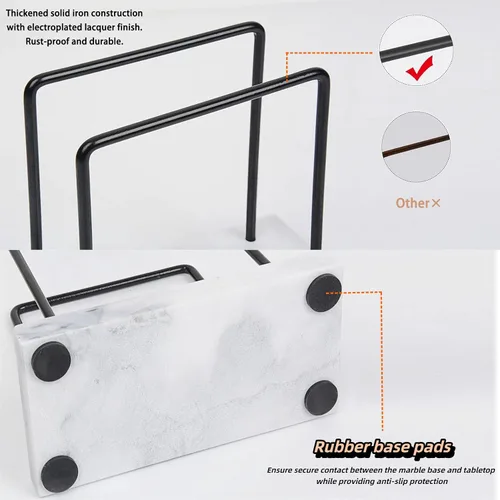 Miniatura 4 de Servilletero de mármol, almacenamiento de servilletas de metal negro, moderno servilletero vertical para mesa, servilleteros de cóctel para comedor