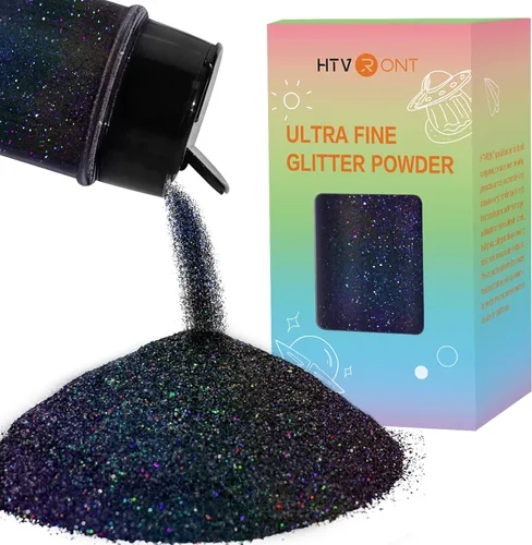 HTVRONT Polvo holográfico de purpurina fina – 50 g/1.76 oz purpurina negra para resina, purpurina extrafina de 0.008 pulgadas para vasos, tarjetas,