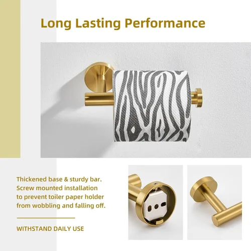 Miniatura 6 de Angle Simple SUS304 - Soporte de papel higiénico dorado oscuro cepillado, soporte para rollo de papel de baño de acero inoxidable, dispensador