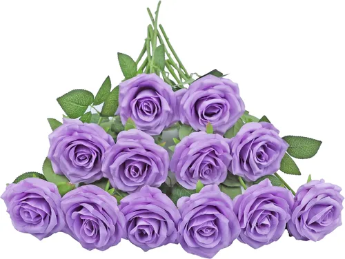 Miniatura 13 de Rosas artificiales, rosas artificiales, rosa falsa de seda, flores falsas de aspecto real con tallos para ramos de boda, mesas, centros de mesa