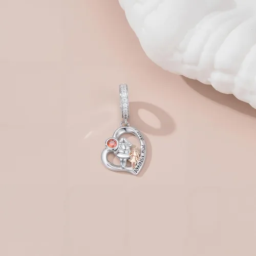 Miniatura 130 de PROESS Dije para padre, madre e hija, pulsera de plata de ley para pulseras, regalos de cumpleaños, día de San Valentín, para hija, madre, amante