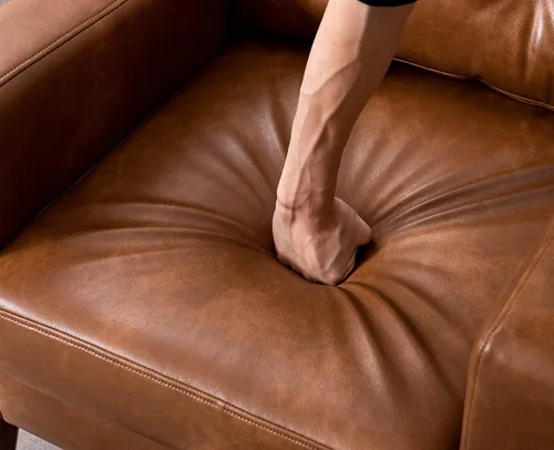 Miniatura 5 de VESCASA Silla con brazo copetudo con patas de madera, piel sintética sintética cómoda y tapizada, sofá individual tapizado, silla lateral moderna