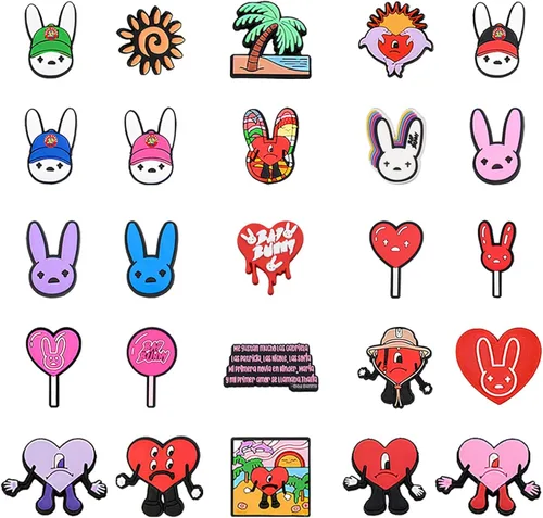 Miniatura 4 de Ahunesa Paquete de 100 dijes para zapatos decorativos para zapatos, pantuflas de jardín, zapatos de jardín, sandalias, pulseras, accesorios