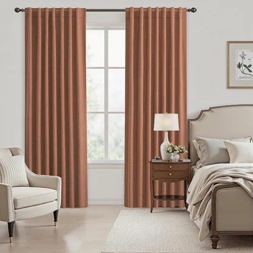Miniatura 6 de UHITECH - Cortinas opacas beige para sala de estar, cortinas cortas de 35 pulgadas para habitación, cortinas negras para ventanas pequeñas, paneles