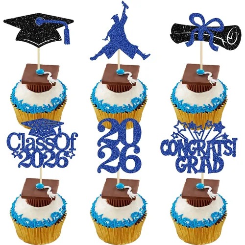Miniatura 26 de Gyufise 1 decoración de pastel So Proud of You Black Glitter 2026 Decoración de pastel de fiesta de graduación You Did It, decoración de pastel