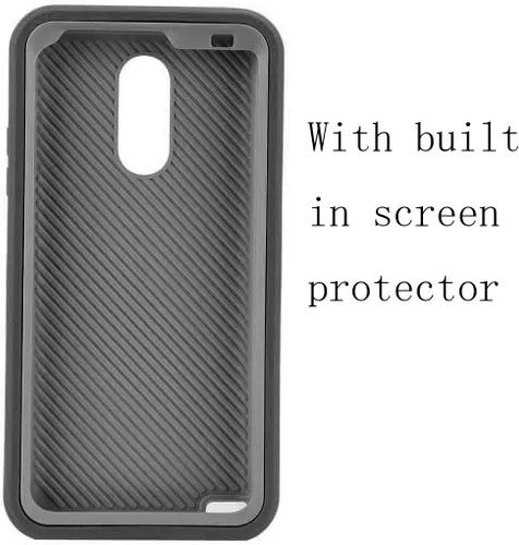 Miniatura 2 de Funda para LG Stylo 4 Plus con protector de pantalla integrado, híbrido de alto impacto resistente resistente a los golpes de cuerpo completo a Negro