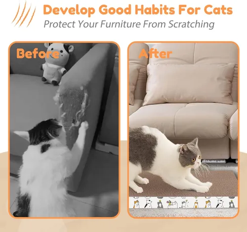 Miniatura 5 de PatiencET Paquete de 4 almohadillas para arañazos para gatos con caja, rascador de cartón para gatos de interior, rascador reversible con caja