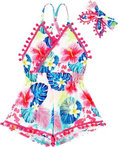 Miniatura 27 de UNICOMIDEA 6M-3T Traje sin espalda para bebé niña traje mameluco con diadema