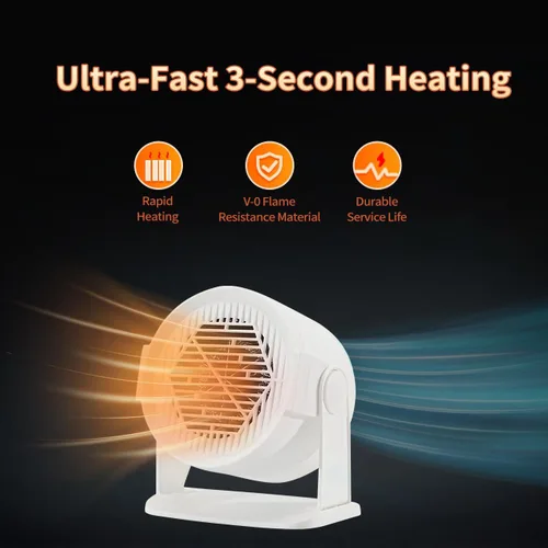 Miniatura 5 de Calentador de espacio portátil pequeño, calentador de escritorio de 400 / 600 W, eficiencia energética para uso en interiores, columpio ajustable