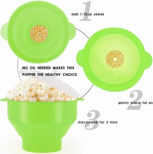 Miniatura 2 de The Original Popco - Popco - Palomitas de maíz de silicona para microondas con asas, tazón plegable sin BPA y apto para lavavajillas