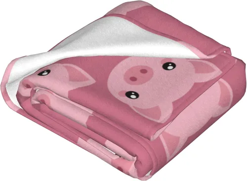 Miniatura 3 de Bonita manta de cerdo de dibujos animados, manta de viaje ligera suave y cálida para dormitorio, sala de estar, sofá, cama, oficina, 60 x 50 pulgadas