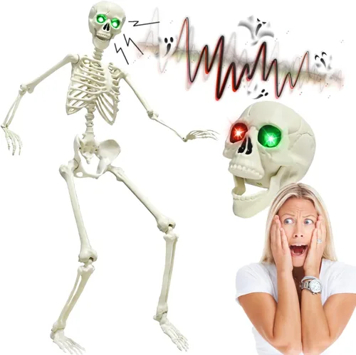 Miniatura 9 de CAMIRUS Paquete de 5 decoraciones de esqueleto de Halloween, mini esqueletos de cuerpo completo de 16 pulgadas con articulaciones articulables