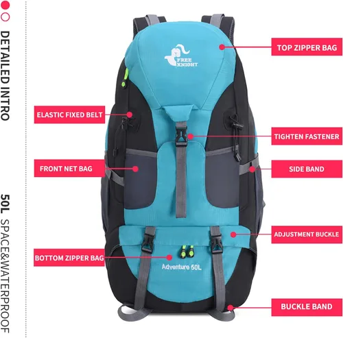 Miniatura 3 de Bseash Mochila de senderismo de 50 L, resistente al agua, ligera, mochila deportiva para exteriores, bolsa de viaje para camping, escalada, esquí