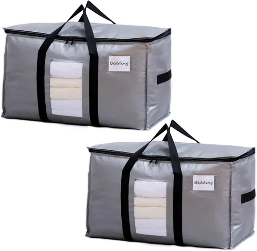 Miniatura 20 de TAILI - Bolsas de mudanza extra grandes, paquete de 10 bolsas negras resistentes para almacenamiento con ventana visible, asas envolventes