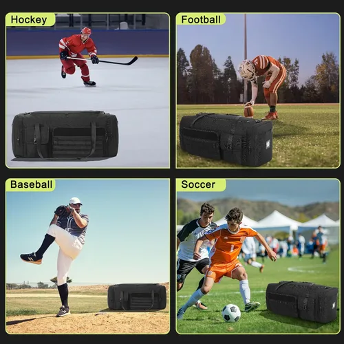 Miniatura 6 de Bolsa de lona extra grande de 36 pulgadas para gimnasio y viajes, 130 L, bolsa de equipo de gran tamaño para baloncesto, béisbol, hockey, fútbol