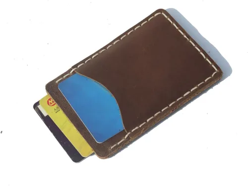 Miniatura 5 de Handcrafted Front Pocket Card Holder, Leather Minimalist Cardcase, Credit Card Holder, 3 Card Slots Unlined all-cow Pickup Bag