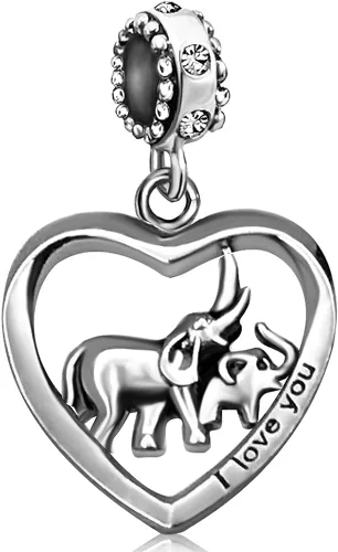 JMQJewelry Elefante mamá corazón amor bebé piedra natal colgante colgante colgante para pulseras hija, abuela, mamá, papá, esposa, marido, San