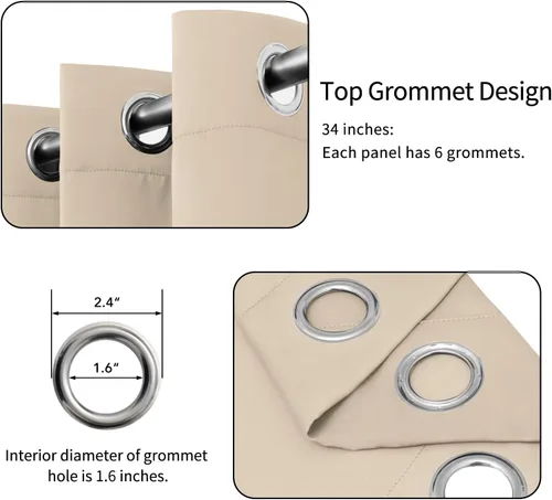 Miniatura 4 de Easy-Going - Cortinas opacas para dormitorio, aislamiento térmico sólido con ojales, cortinas de ventana para reducción de ruido, cortinas