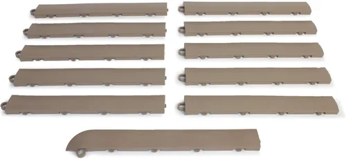 Miniatura 4 de Kit de borde de transición Big Floors, borde de piso modular entrelazado duradero para garaje, compatible con productos RaceDeck, GarageTrac y Beige