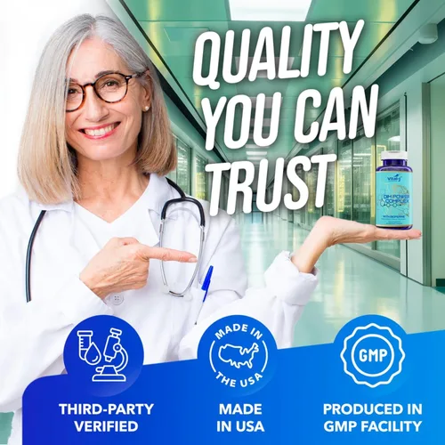 Miniatura 5 de Complejo potente DIM 4 en 1 de 300 mg – Equilibrio de estrógeno y metabolismo, energía y menopausia Suplemento de apoyo con bioperina (x4), calcio