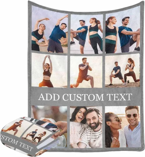 Miniatura 39 de Manta personalizada con fotos, manta personalizada con retrato familiar para padres, niños, perros y familia, manta personalizada para un día