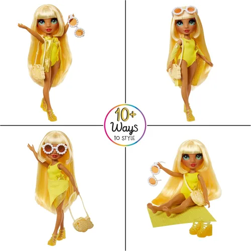 Miniatura 4 de Rainbow High Swim & Style Sunny - Muñeca de moda rubia amarilla de 11 pulgadas con envoltura brillante para estilo de más de 10 maneras, traje