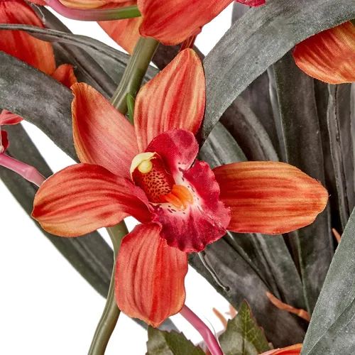 Miniatura 7 de Cymbidium con jarrón decorativo, arreglo de seda