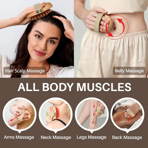 Miniatura 2 de Herramienta de masaje de terapia de madera para grasa abdominal, cepillo corporal de masaje de meridiano de madera para removedor de celulitis