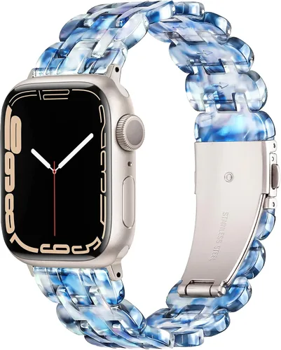 Miniatura 12 de Compatible con Apple Watch Band de 1.614 in, 1.575 in, 1.496 in o 1.929 in, 1.772 in, 1.732 in, 1.654 in, correa de repuesto de resina ligera Blanco