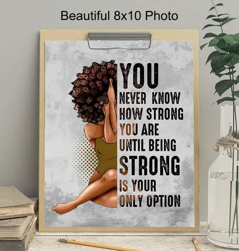Miniatura 4 de Arte y decoración inspiradora de pared afroamericana, arte negro, regalos de aliento para mujeres y mujeres, citas positivas edificantes, chica